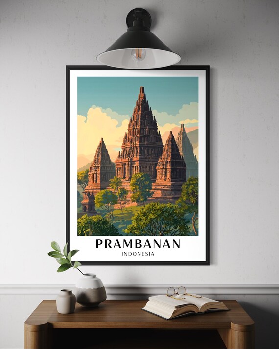 Prambanan Temple Indonesia Poster Java Heritage Wall Art Ancient Hindu Architecture Print Cultural Travel Decor Southeast Asia
