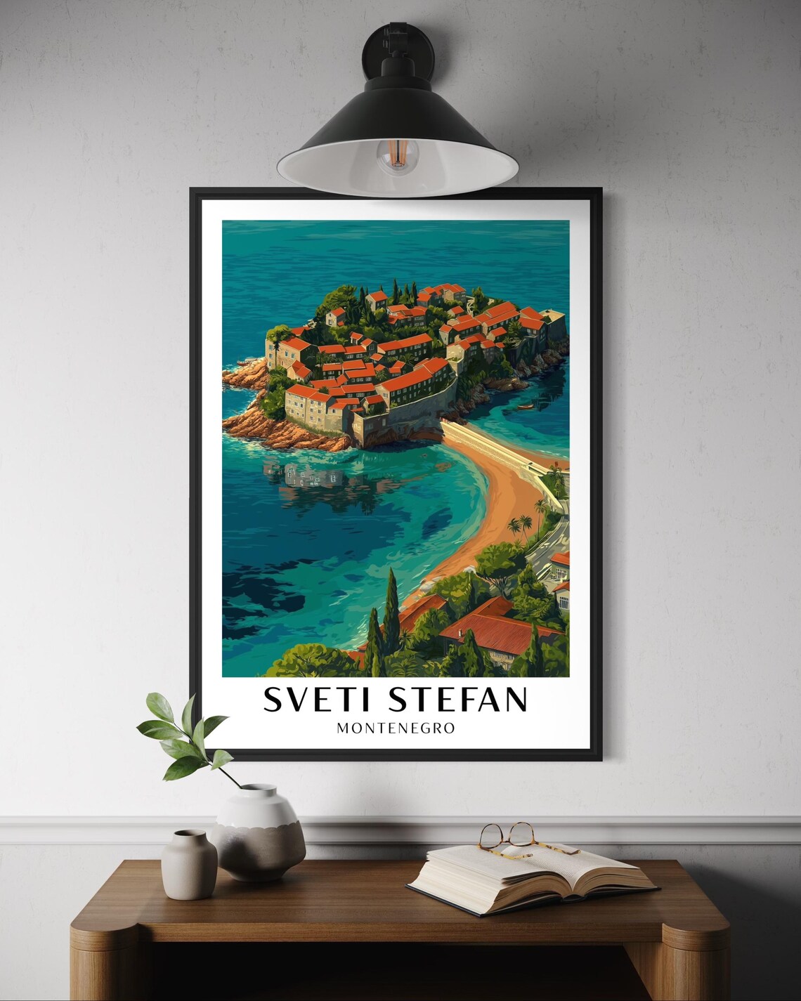 Sveti Stefan Montenegro Travel Poster, Adriatic Island Resort
