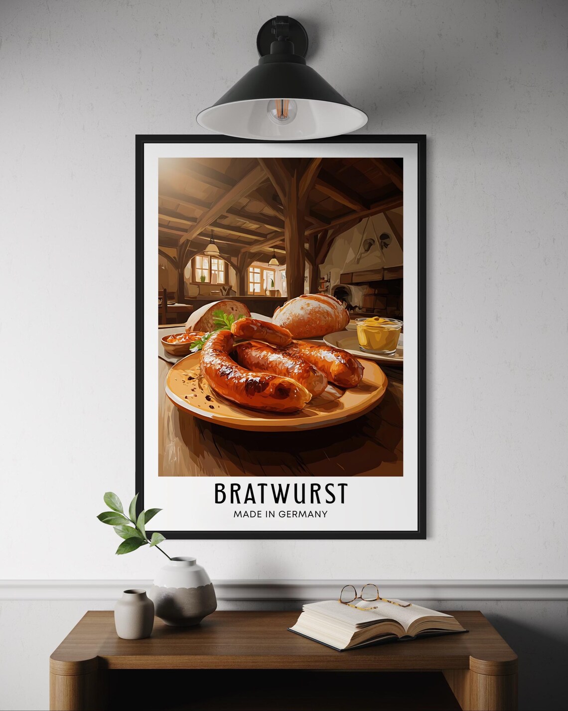 Bratwurst German Food Poster, Oktoberfest Kitchen Decor