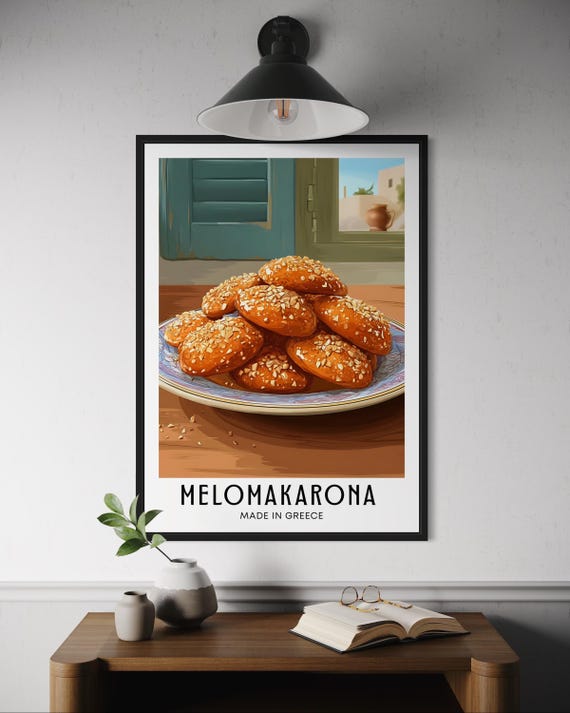 Melomakarona Poster, Traditional Greek Christmas Cookies