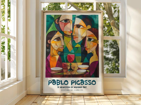 Pablo Picasso Art Exhibition Print Cubism Surrealism Poster Abstract Gallery Home Decor Cafe