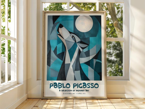 Pablo Picasso Art Exhibition Print Cubism Surrealism Poster Abstract Gallery Decor Wolf