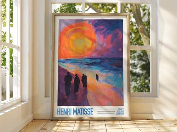 Henri Matisse Coastal Sunset Figures France Exhibition Poster Art