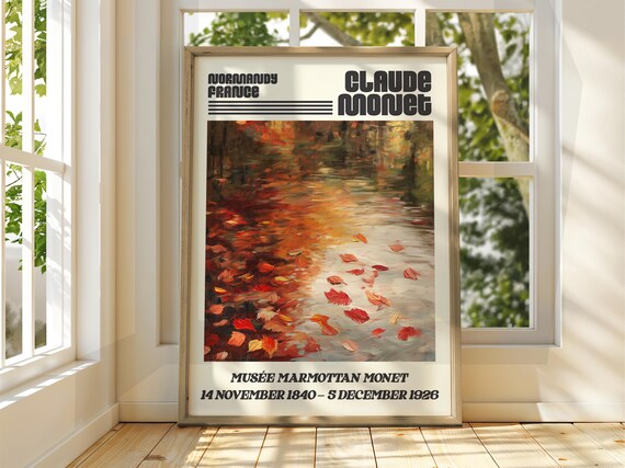 Claude Monet Autumn Leaves on Water Normandy France Exhibition Poster