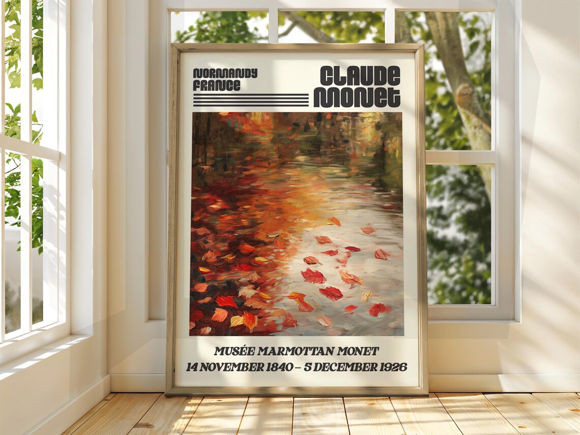 Claude Monet Autumn Leaves on Water Normandy France Exhibition Poster