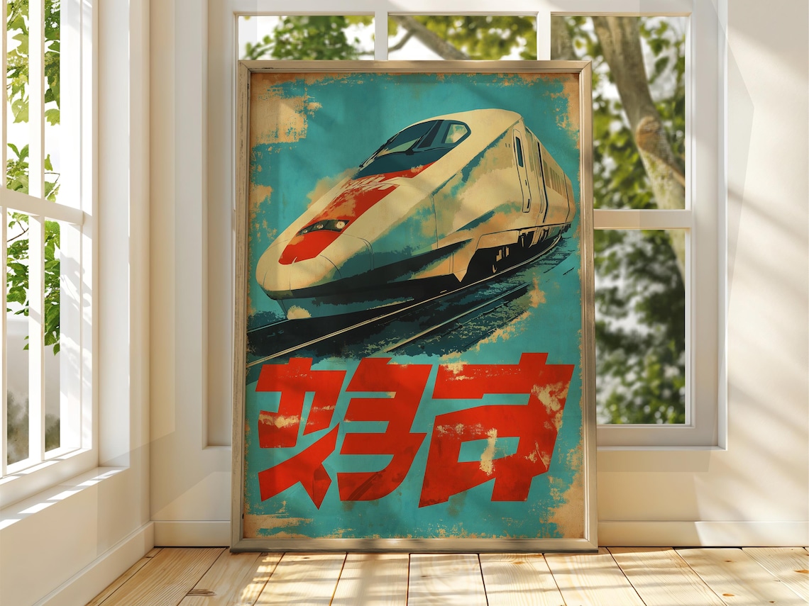 Japanese Shinkansen Vintage Japan Travel Poster