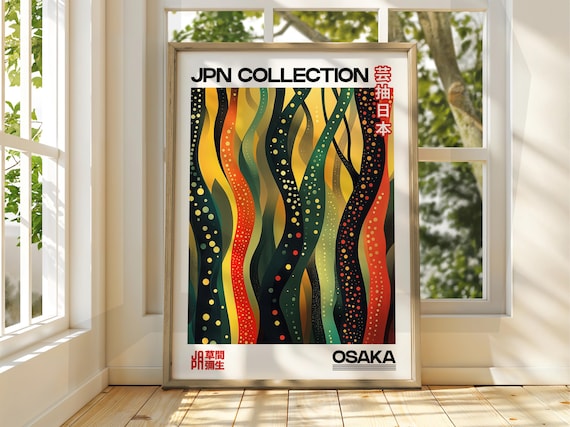 Abstract Dot Poster Floral Art Exhibition Japanese Gallery Print Bright Colourful