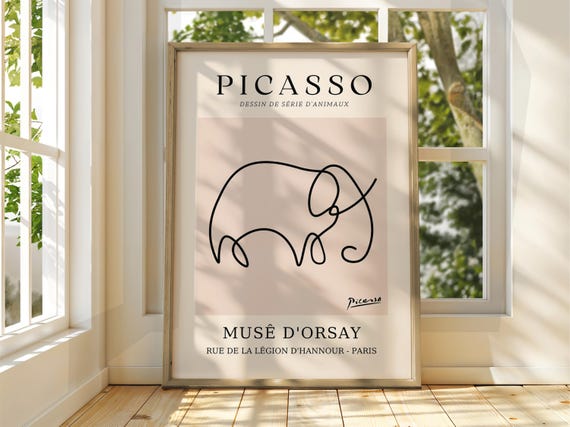Pablo Picasso Art Exhibition Print Line Classic Poster Gallery Home Decor Elephant