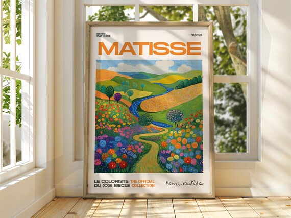 Bright Henri Matisse Style Flower Meadow River Valley Art Poster