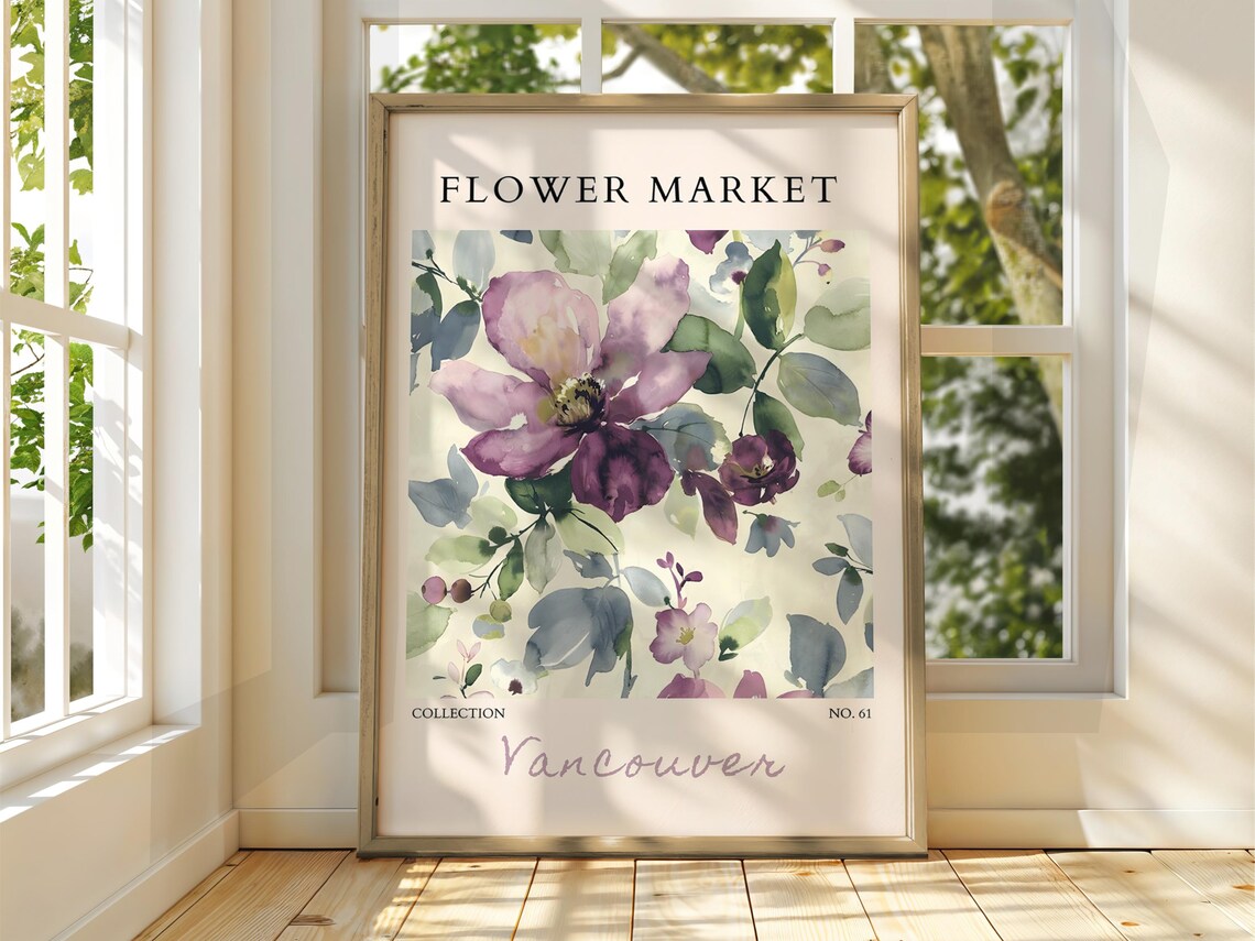 Flower Market Vancouver Purple Watercolor Floral No 61 Poster