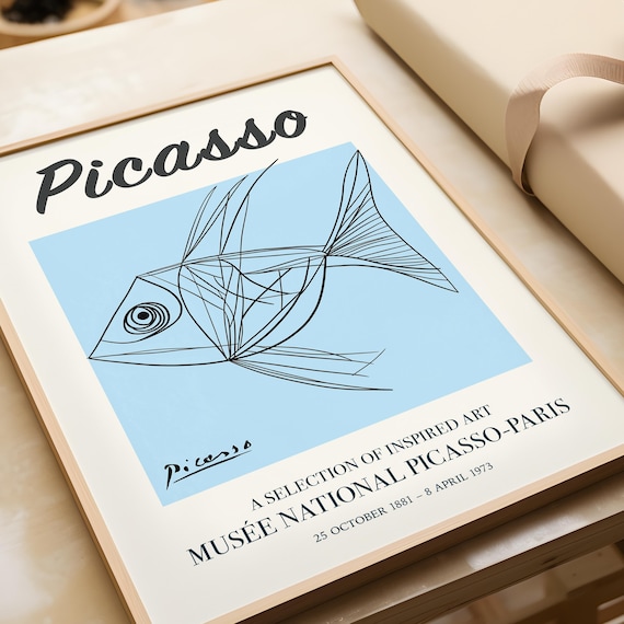 Pablo Picasso Fish Line Art Inspired Gallery Exhibition Print