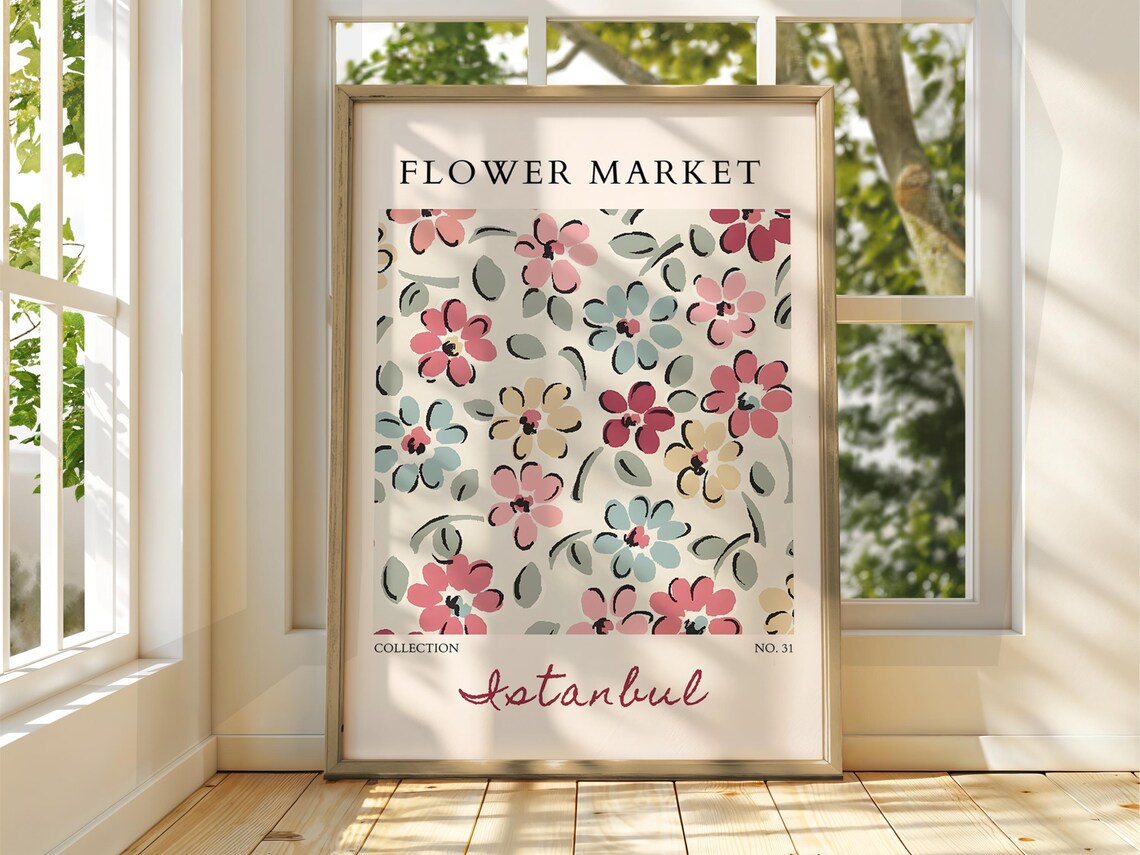Flower Market Istanbul Pink Magenta Floral Blooms Collection Poster