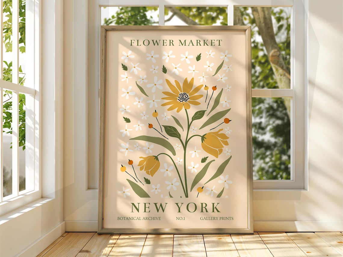 Flower Market Poster, New York Floral Garden Print