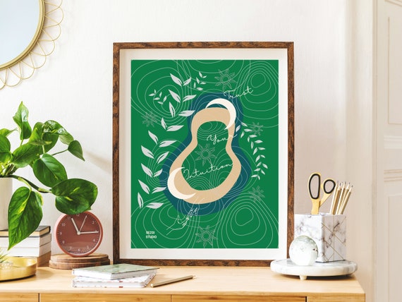 Trust Your Intuition Wall Art Inspirational Quotes Poster Abstract Line Minimalist