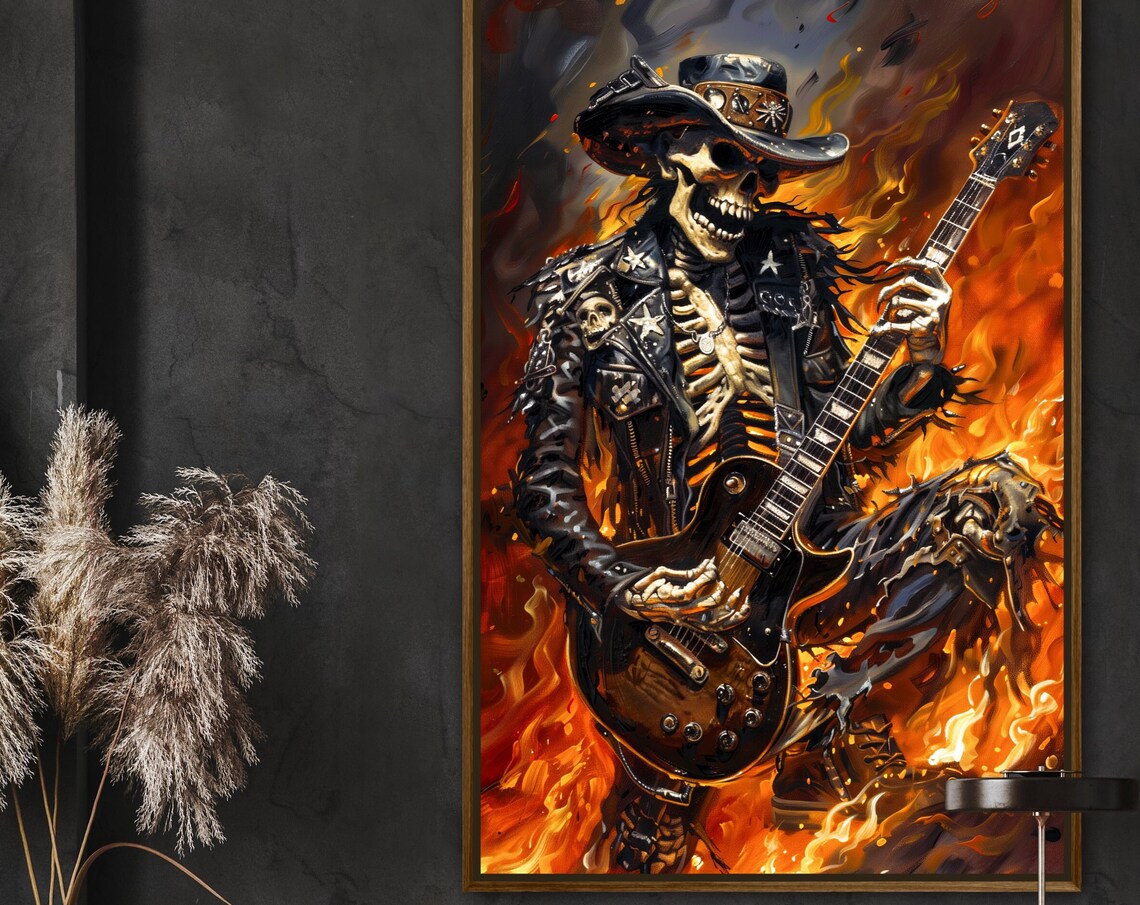 Gothic Rock Skeleton Guitarist Art Print