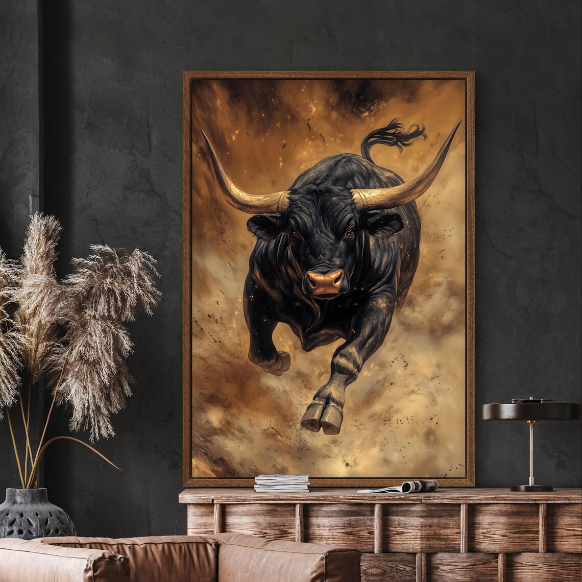 Charging Bull Art Print, Strength Symbol Decor