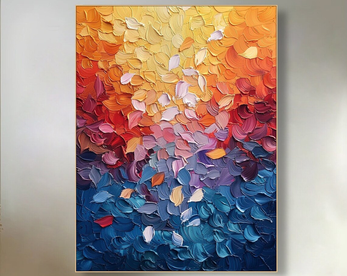 Abstract Textured 3D Impasto Art Print, Living Room
