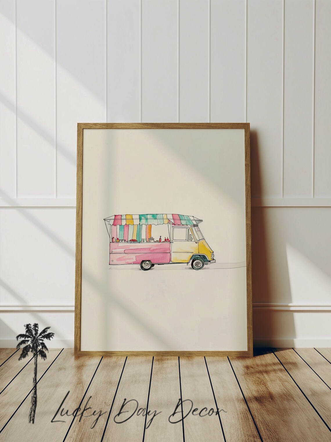 Surf Food Truck Print, Coastal Beach Art
