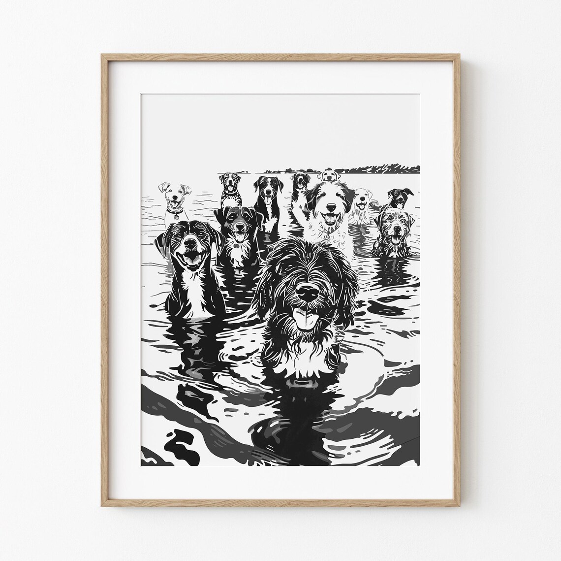 Sandbar Dogs Coastal Dog Art, Beach Cottage Decor