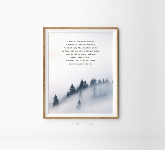 Henry David Thoreau Quote, Woods Typography Art Print