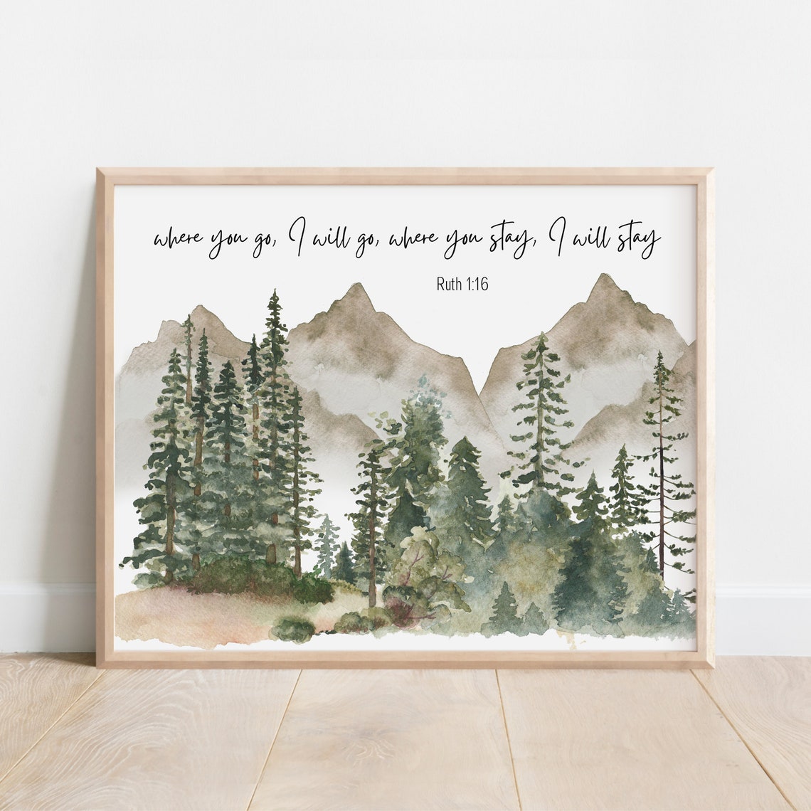 Ruth 1 16 Bible Verse Where You Go I Will Go Watercolor Wall Art