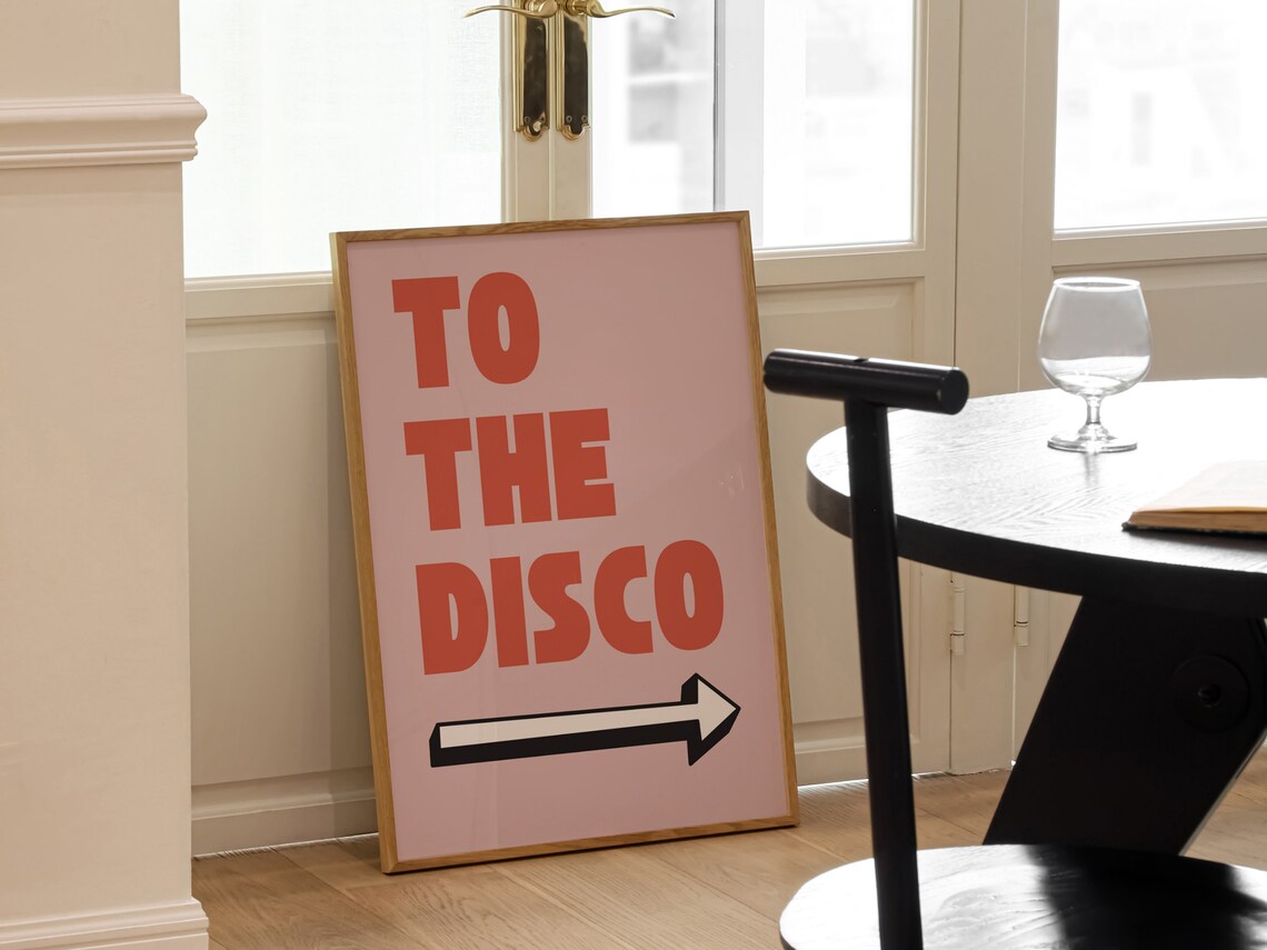 To The Disco Retro Word Poster, Pink Decor - Image 5