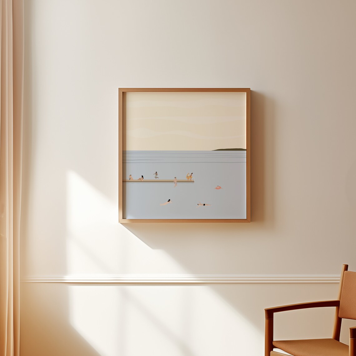 Tiny People Swimming In Lake, Minimalist Art Print - Image 2