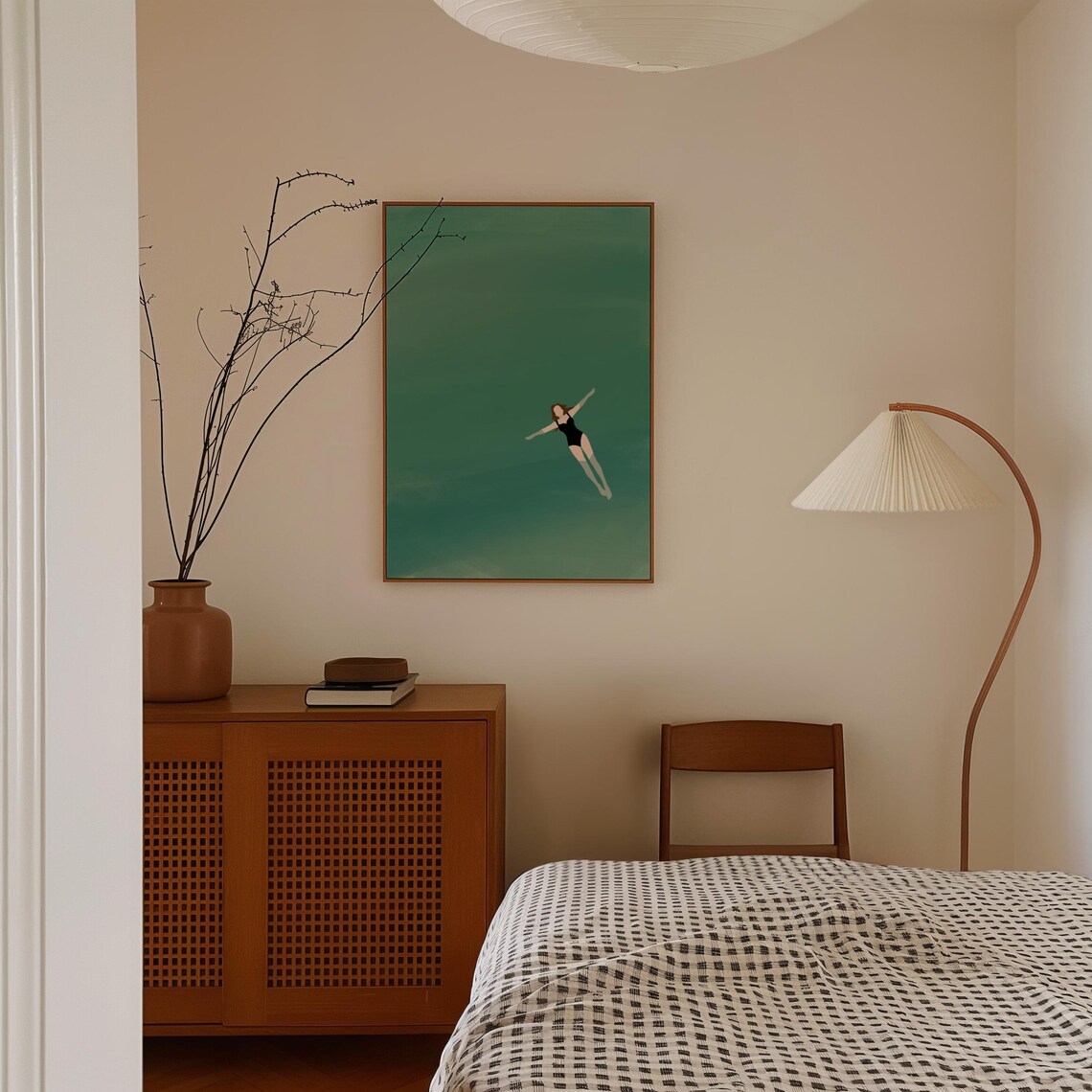 Woman Floating In Water Print, Cute Summer Wall Poster - Image 2