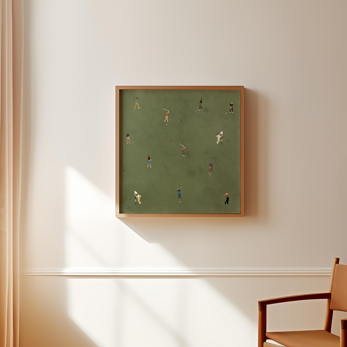 Tiny Golfers Minimalist People Art Print, Horizontal - Image 3