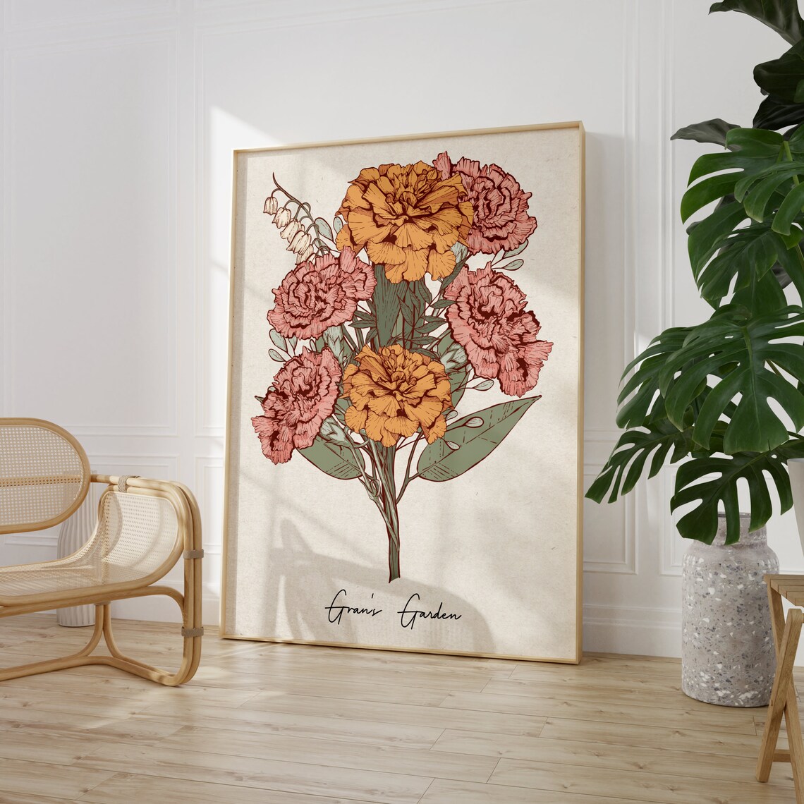 Birth Flower Bouquet Personalized Garden Print - Image 4