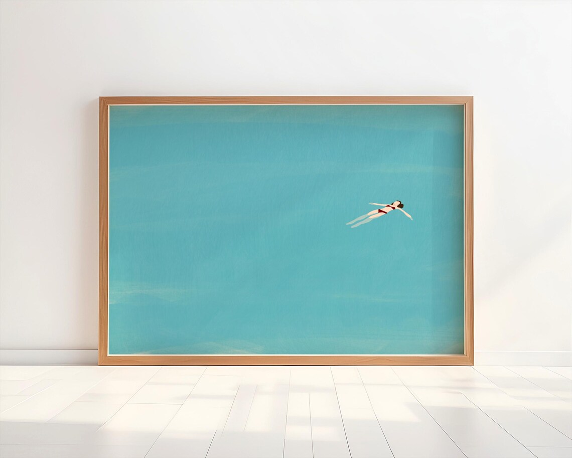 Girl Floating In Pool Horizontal Beach Art Print - Image 4