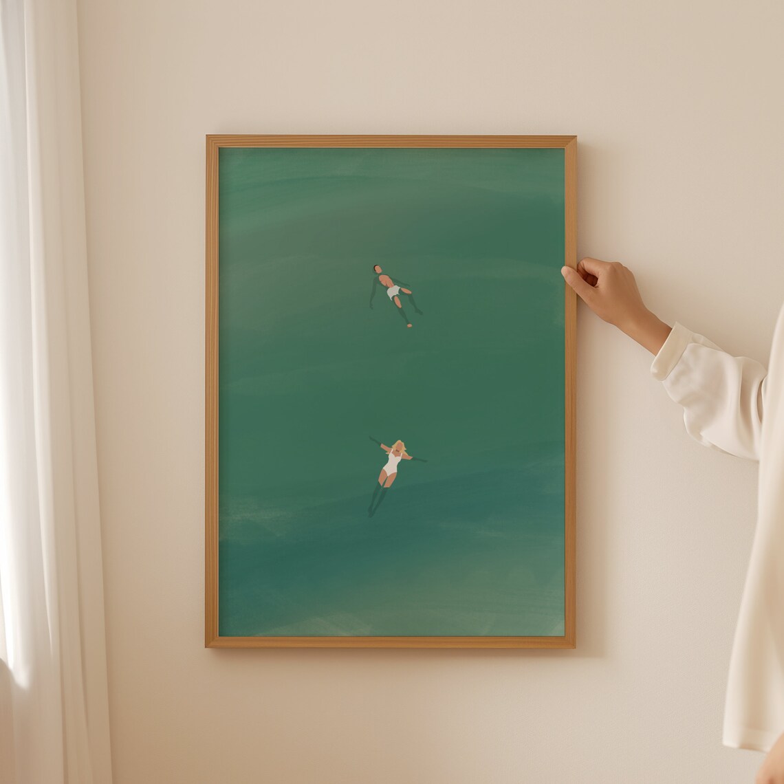 Man And Woman Floating In Pool Summer Poster