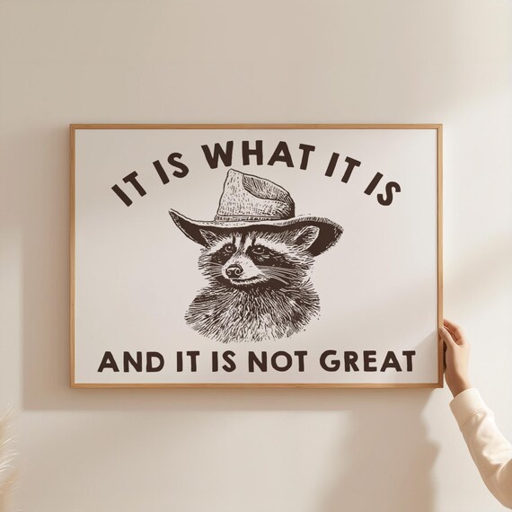 Funny Cowboy Raccoon Poster, Western Dark Humor