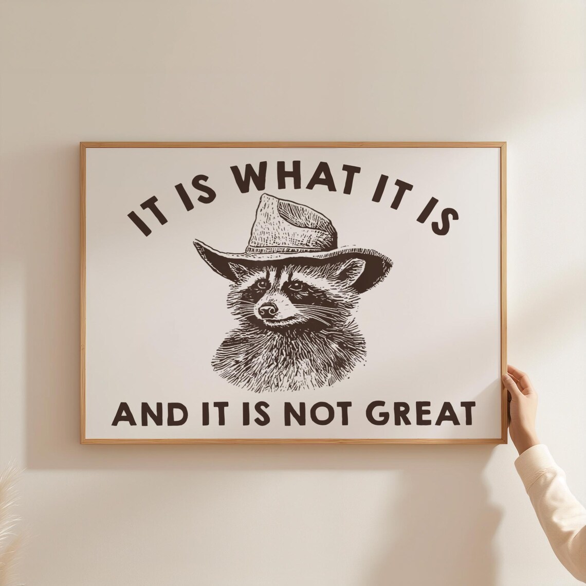 Funny Cowboy Raccoon Poster, Western Dark Humor