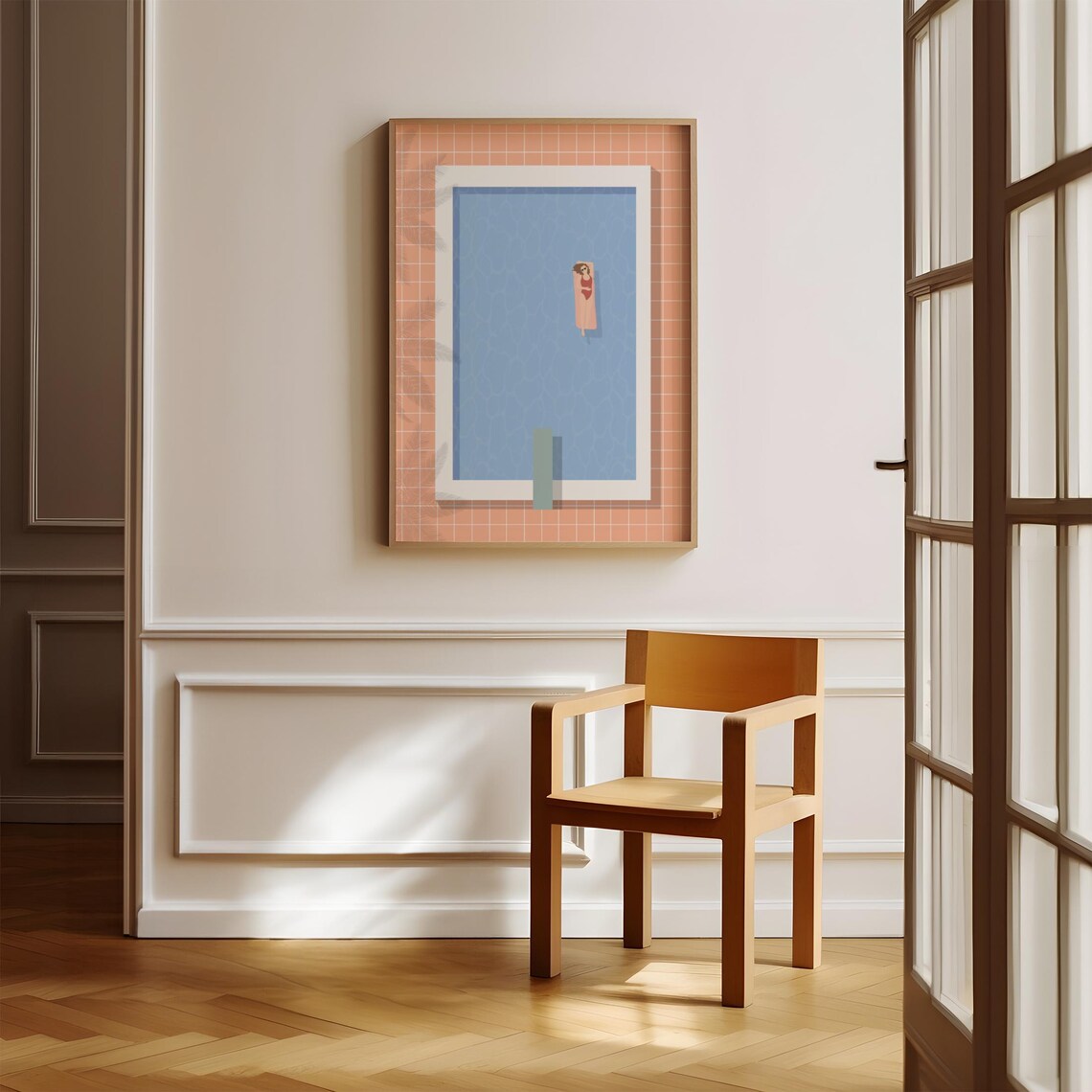 Swimmer Floating Retro Pool Print, Minimalist Summer - Image 4