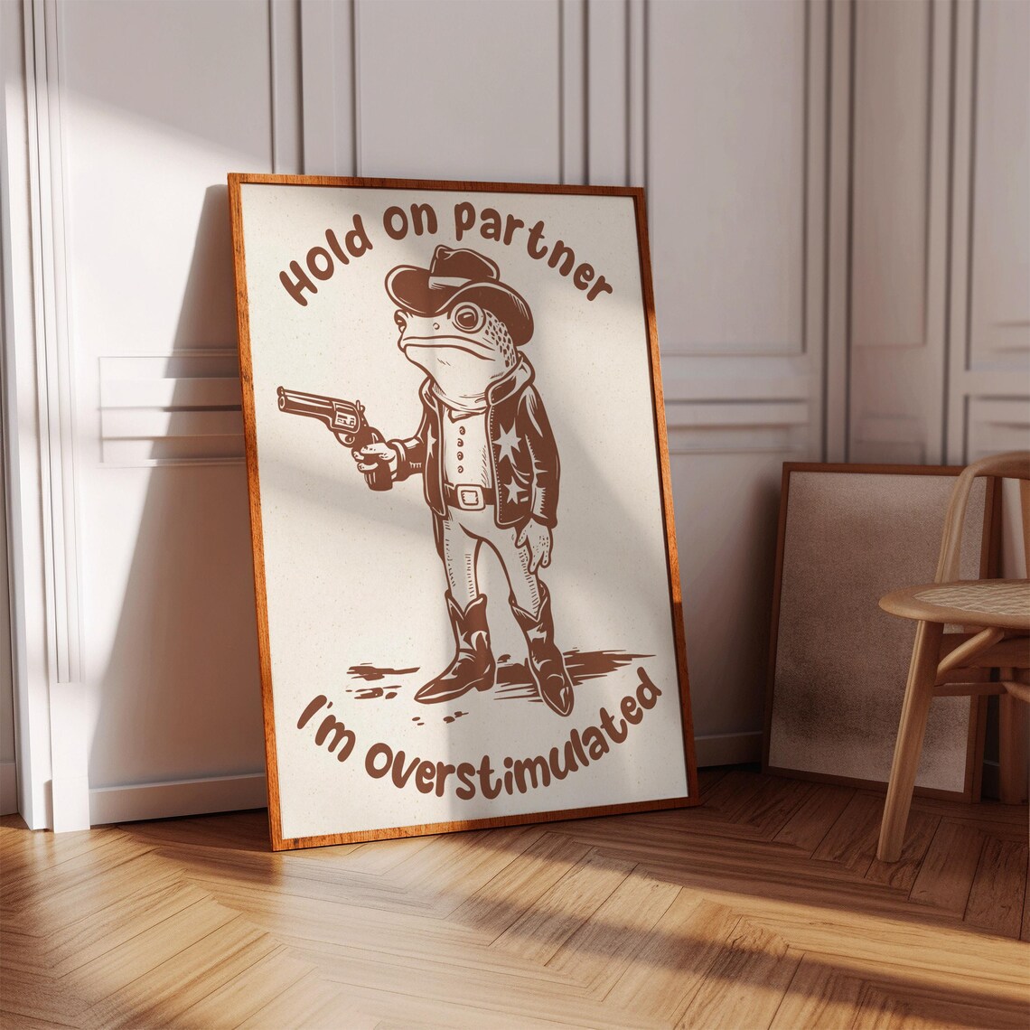 Funny Overstimulated Cowboy Frog Art Print, Dorm Decor - Image 3
