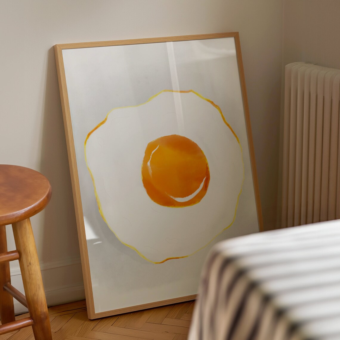 Sunnyside Up Egg Art Cute Kitchen Food Decor Watercolor Fried Egg Print Instant Wall Art - Image 4