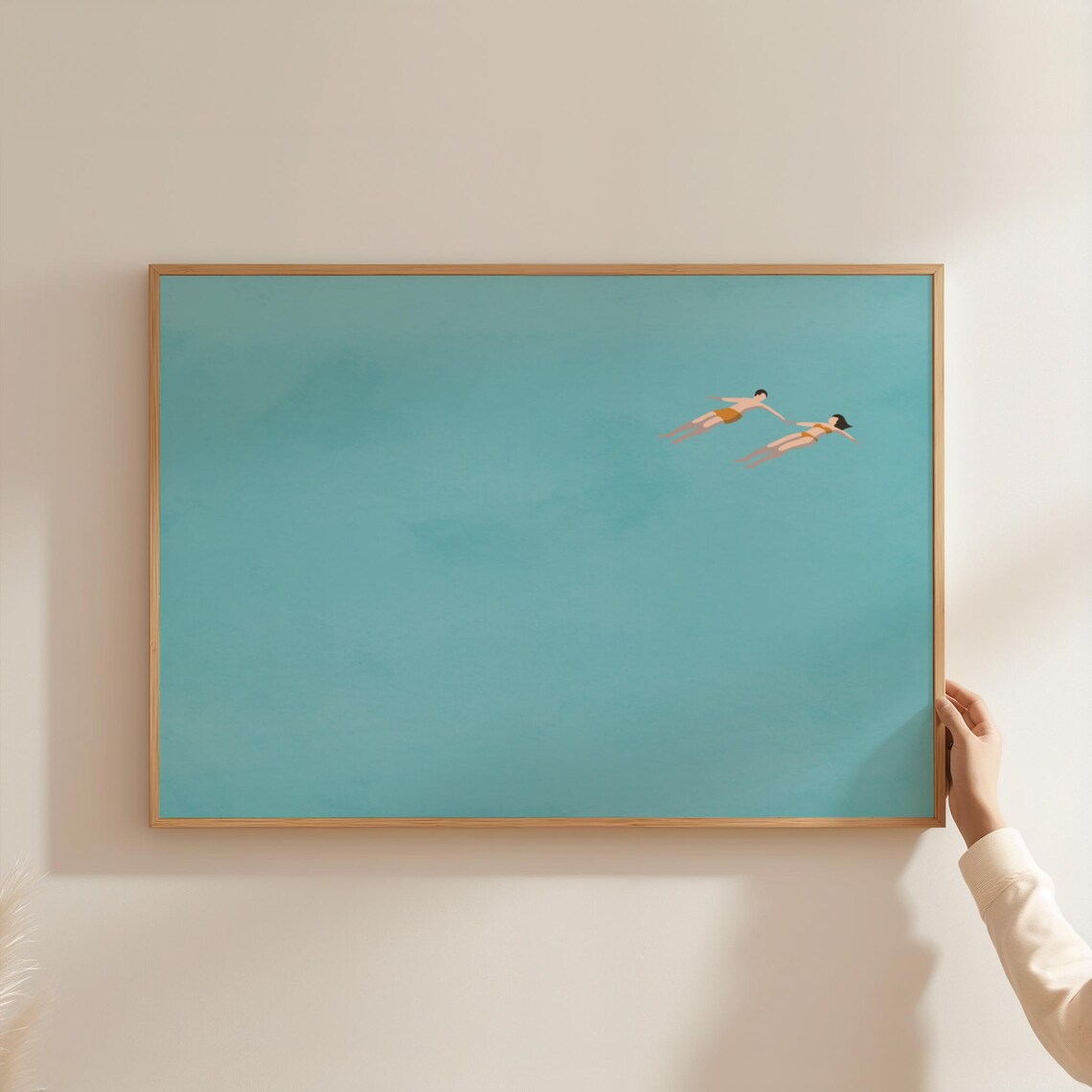 Man And Woman Floating In Pool Art Print