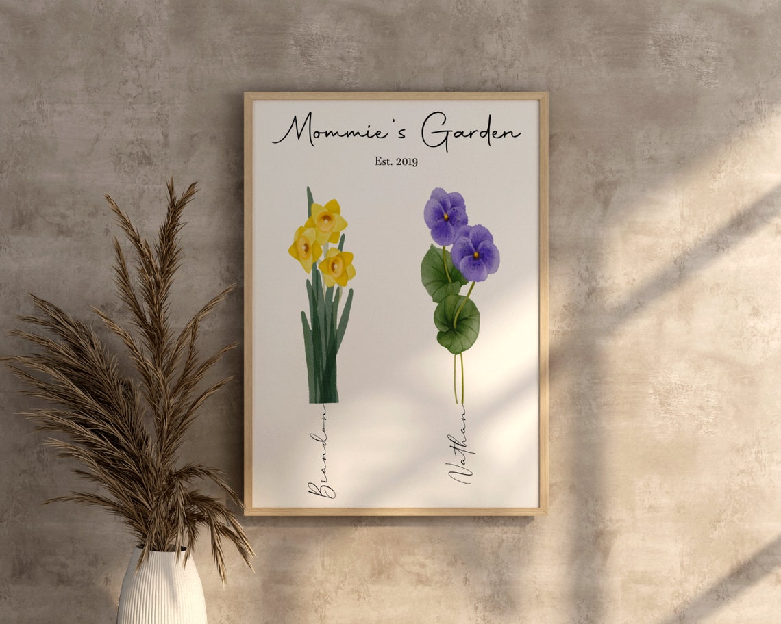 Christmas Gift For Grandmother Grandmas Garden Custom Grandkids Birthday Month Flowers Print Personalized Family Gift For Grandparents - Image 4