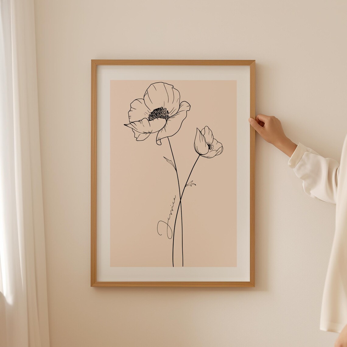 Family Birth Month Flower Art Custom Family Print Individual Minimalist Line Art Flower With Name Baby Nursery Decor - Image 2