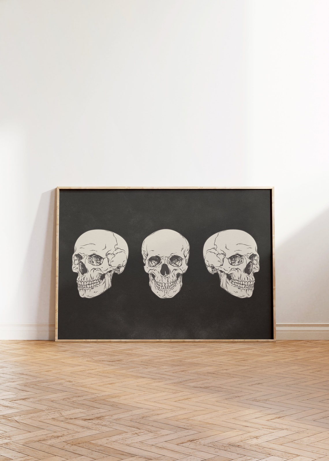 Three Skulls Dark Background Gothic Anatomy Minimalist Wall Poster - Image 3