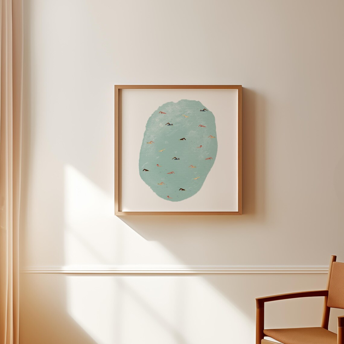 Tiny Swimmers In Teal Water Abstract Aerial Pool Painting Art Poster - Image 3