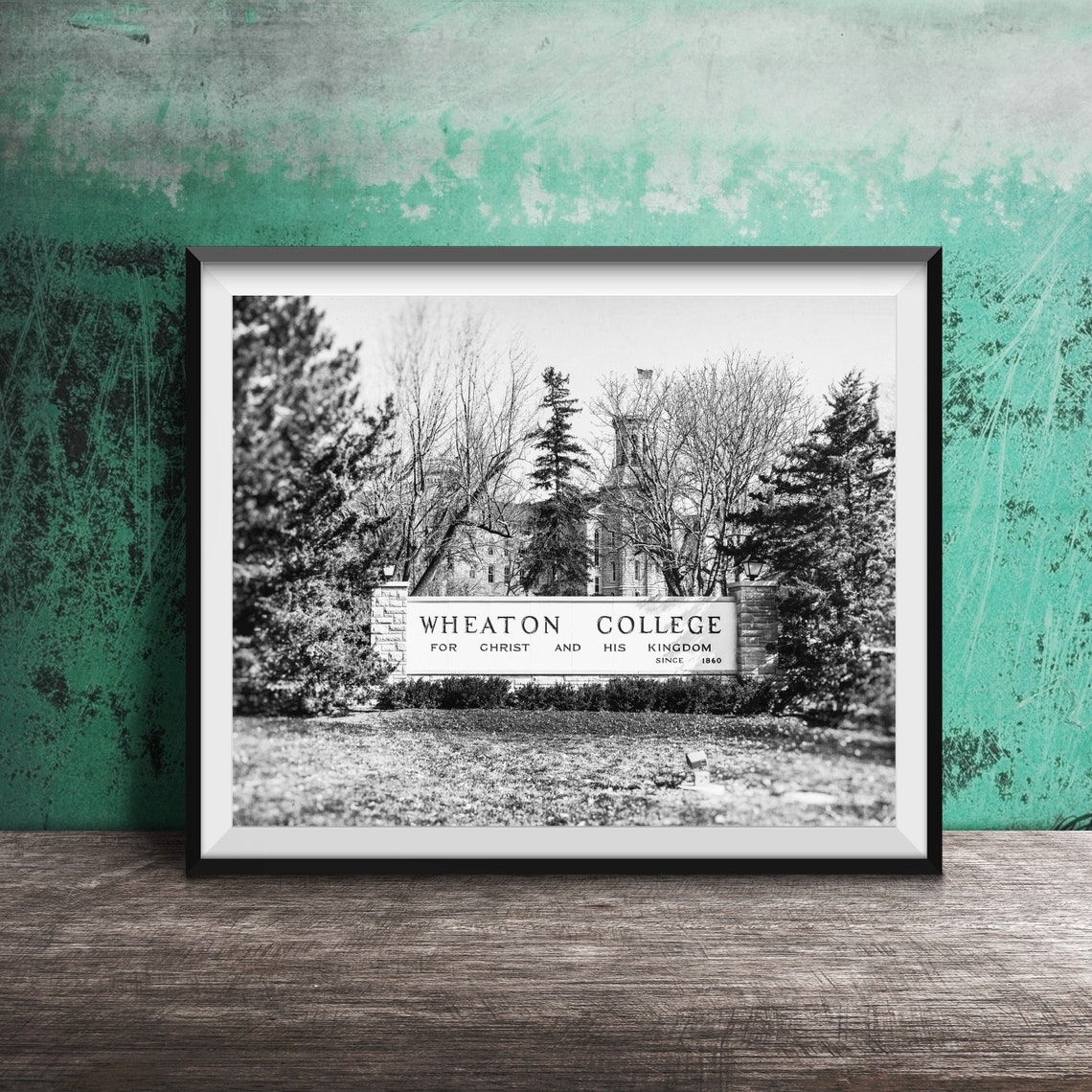 Wheaton College Campus Entrance Stone Sign Photography Poster - Image 2