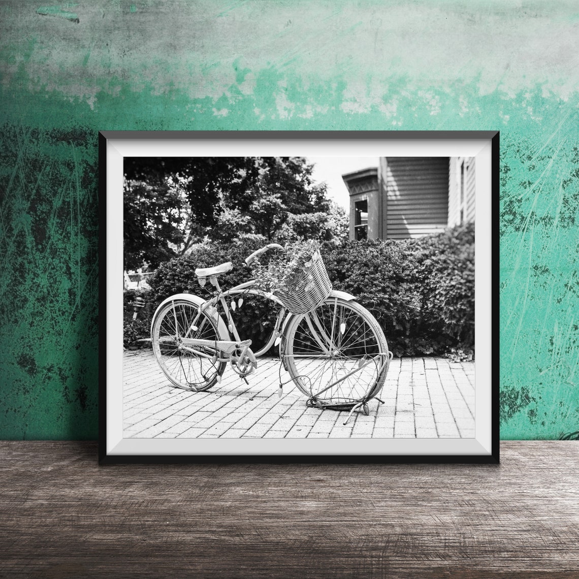 Cheerful Yellow Bicycle With Flower Basket And String Lights Poster - Image 2