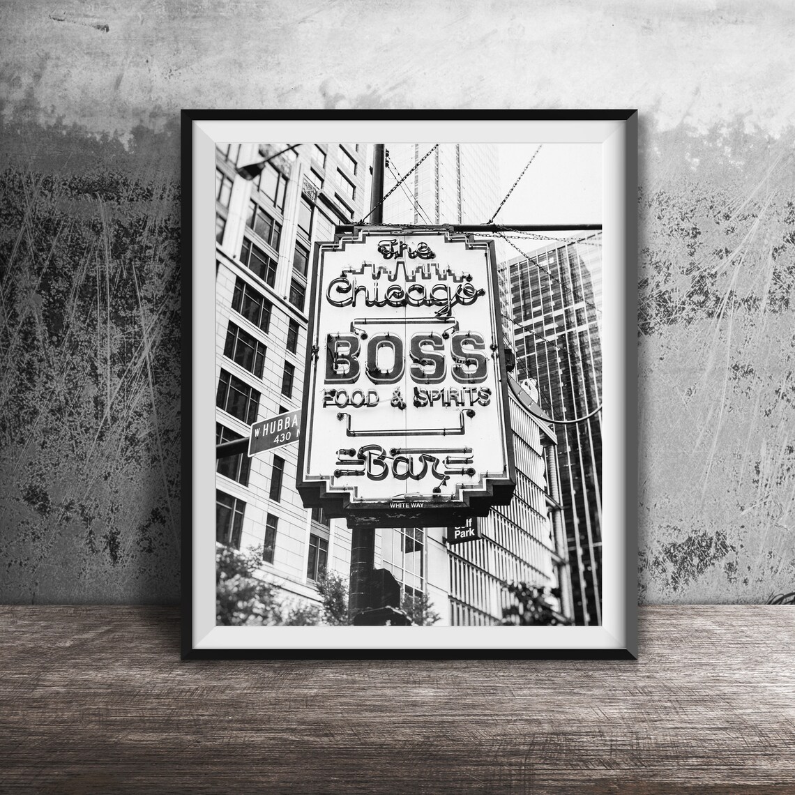 The Chicago Boss Food Spirits Bar Neon Sign Downtown Photo Poster - Image 2