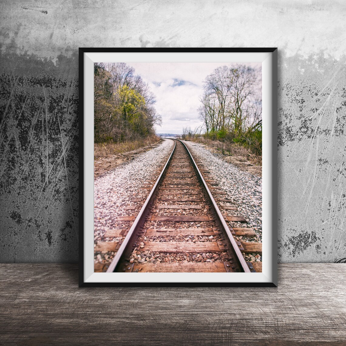 Rustic Train Tracks Through Trees Wanderlust Travel Photography Poster