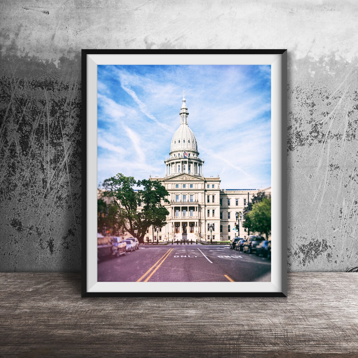 Michigan State Capitol Grand Dome Lansing Street View Poster