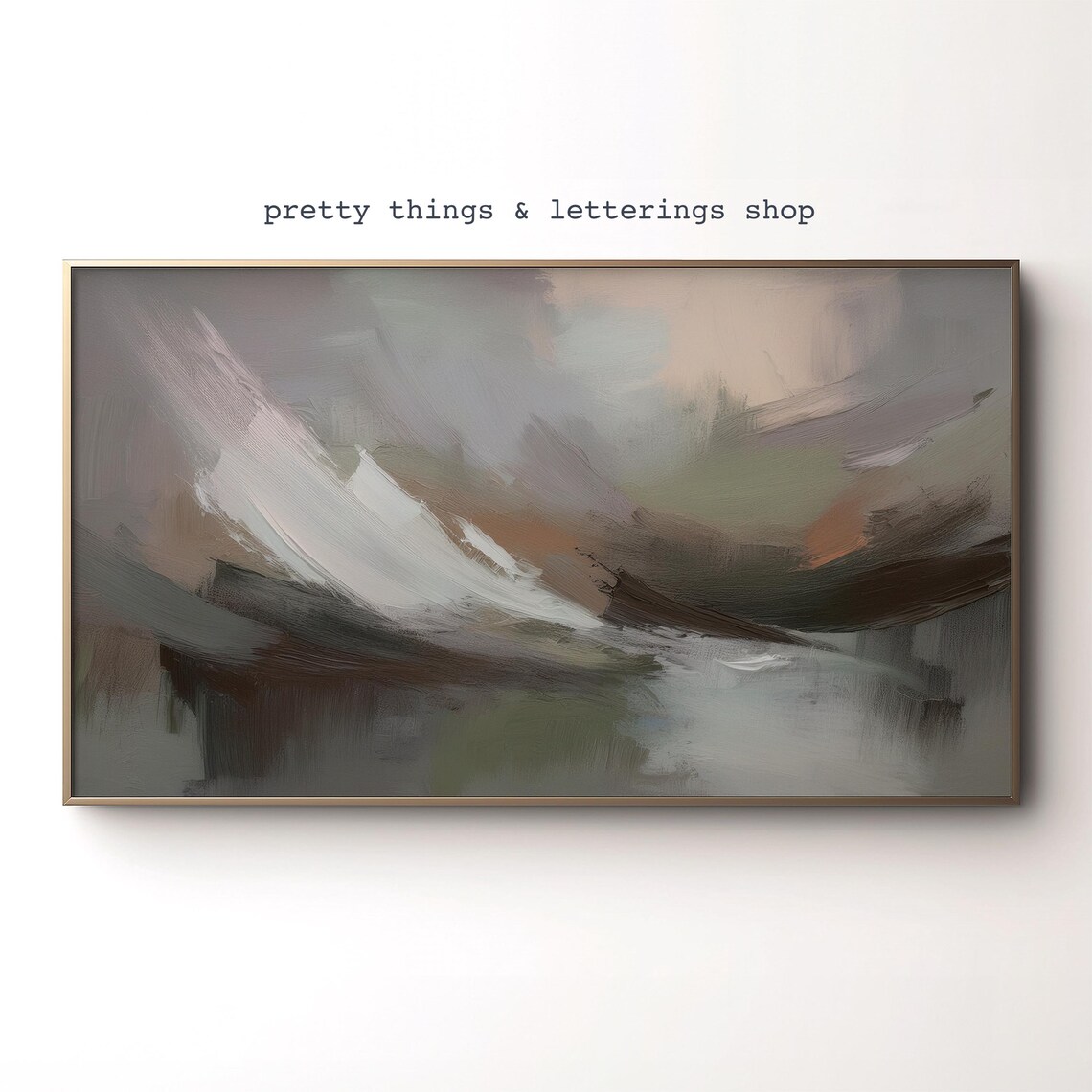 Neutral Abstract Painting Taupe Gray Brushstroke Minimalist Poster