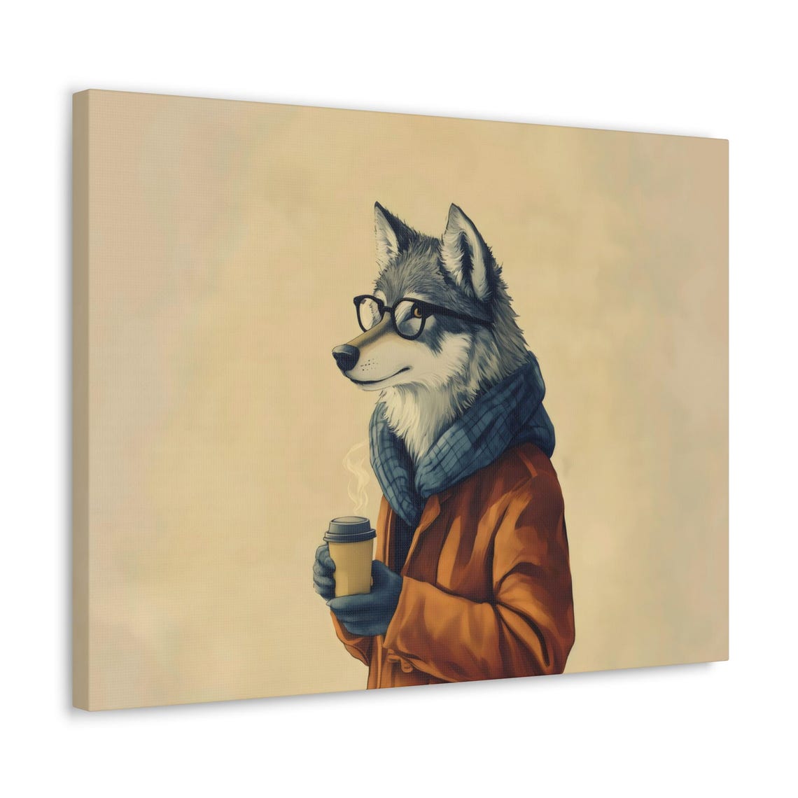 Hipster Coffee Wolf Maximalist Eclectic Victorian Print Bold Altered Party Portrait Fantasy Fun Colorful Renaissance Rustic Art - Image 3