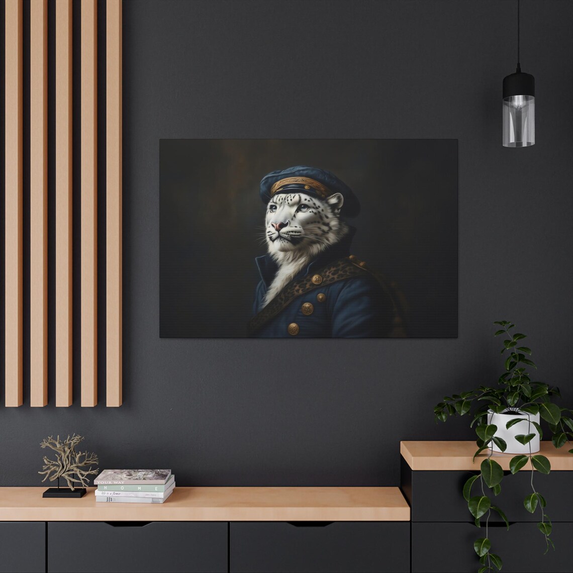 Snow Leopard Sea Captain Portrait Naval Officer Animal Art Poster - Image 2